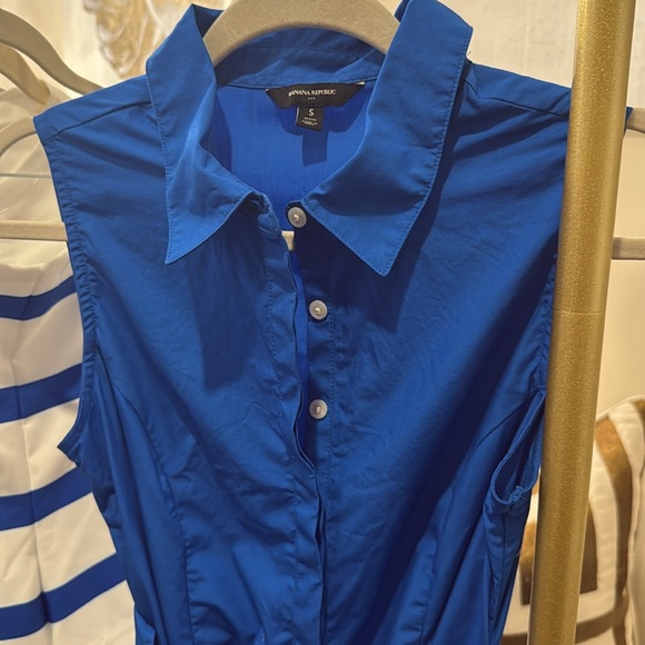 Banana Republic Princess Blue Poplin Cross-Waist Midi Dress - Picture 11 of 13